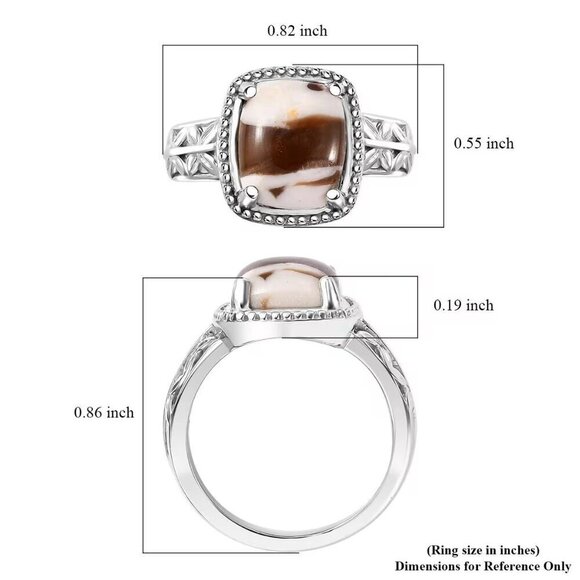 Peanut Wood Jasper 2.60 ctw Solitaire Ring in Platinum Bond Size 7 - Picture 3 of 4